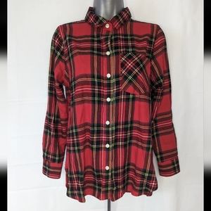 Old Navy Long Sleeve Red Plaid Pocket Button Up Shirt Womens Petite Small